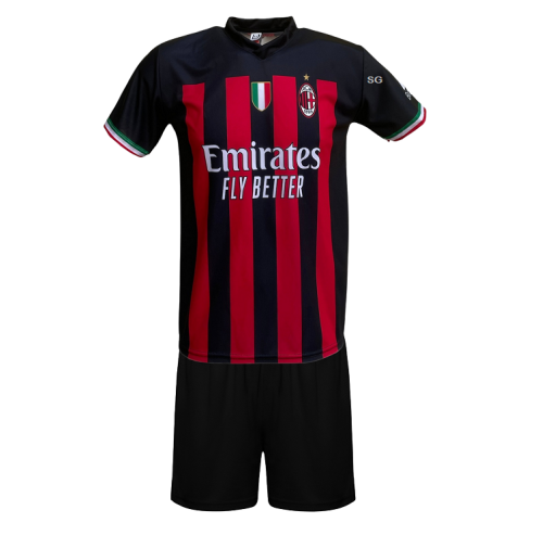 kit Maglia Milan ufficiale replica 2022/23 con pantaloncino nero 